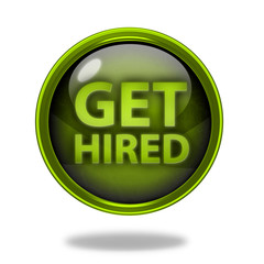 Get hired circular icon on white background