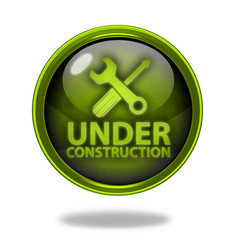 Under construction circular icon on white background