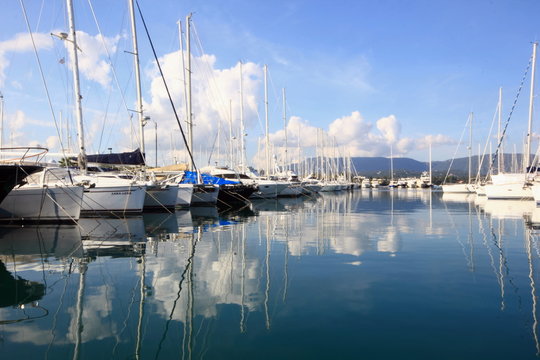 yachts and boats in port