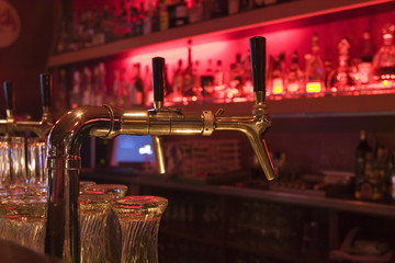 Beer taps in a bar