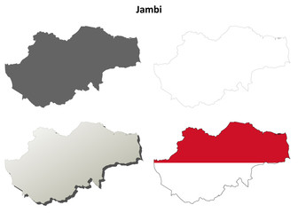 Jambi blank outline map set