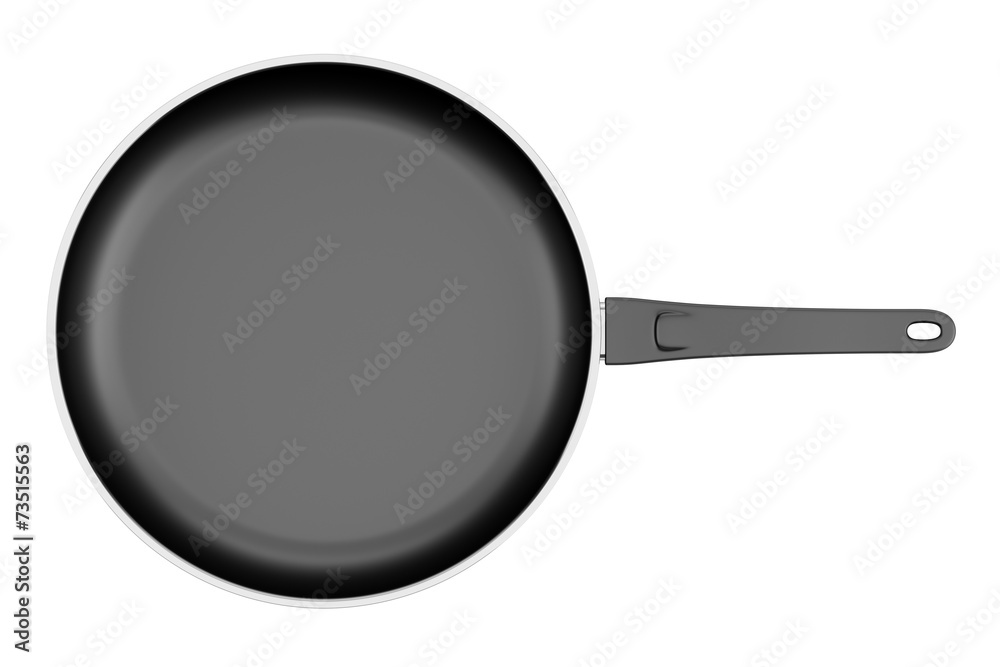 Sticker top view of fryer pan isolated on white background