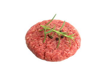 raw minced beef meat on white background