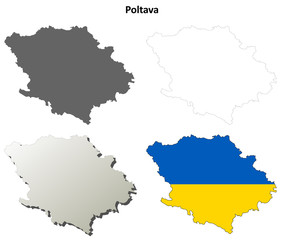 Obraz premium Poltava blank outline map set