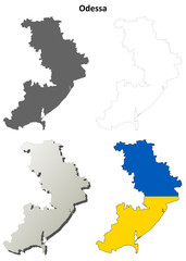 Obraz premium Odessa blank outline map set