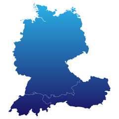 Deutschland, Österreich und Schweiz in blau