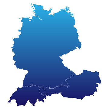 Deutschland, &Ouml;sterreich und Schweiz in blau