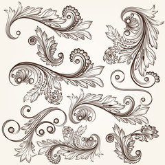 Collection of vector hand drawn swirls design