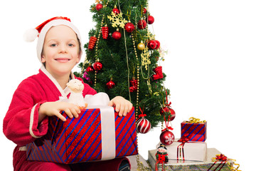 Little Santa, Christmas tree, gifts