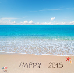 Fototapeta na wymiar happy 2015 in the sand