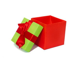 Gift box with red ribbon and bow
