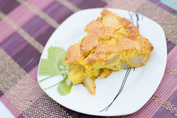 Piece of tasty biscuit apple pie