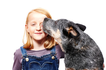 M&auml;dchen und ihr Australischer Cattle Dog