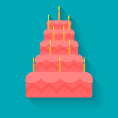 cake for birthday in style flat