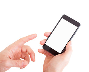 Touch screen mobile phone, in hand
