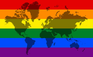 World Map with LGBT Flag