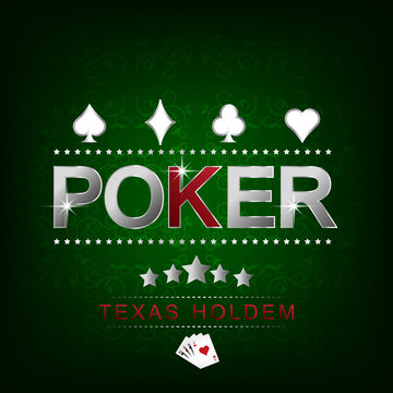 Poker illustration on a green background with card symbol