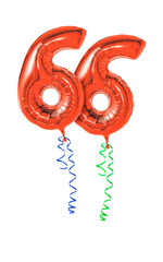 Rote Luftballons mit Geschenkband - Nummer 66