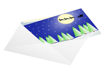 Christmas card in an envelope.