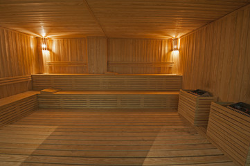 Fototapeta na wymiar Large sauna in health spa