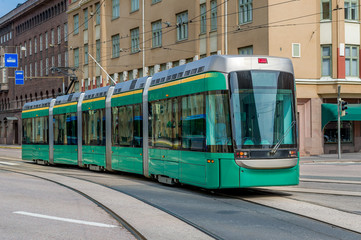 Fototapeta na wymiar Green tram