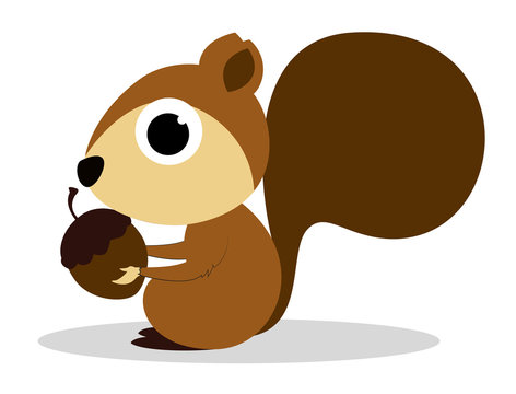 Cute Cartoon Squirrel Eating Peanuts