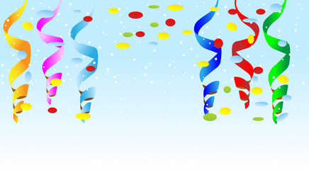 festive christmas background with green branches and serpentine