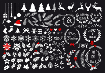 White Christmas set, vector design elements - 73529561
