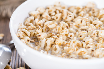 Bowl with puffed wheat