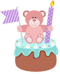 Teddy bear up birthday cake
