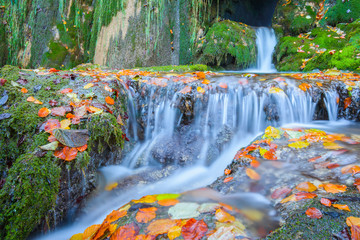Naklejka na ściany i meble Waterfalls at Entzia mountain range (Spain)