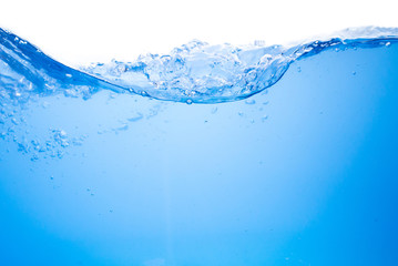 Blue water wave abstract background isolated on white 