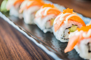 Salmon sushi roll maki