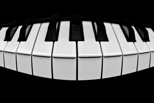 Piano keys on a black background