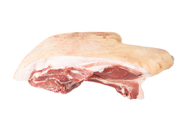the front part of the pig carcass, isolated on white background