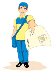 Professional man post office, mailman, delivery or delivery