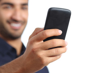 Closeup of a man hand using a smart phone