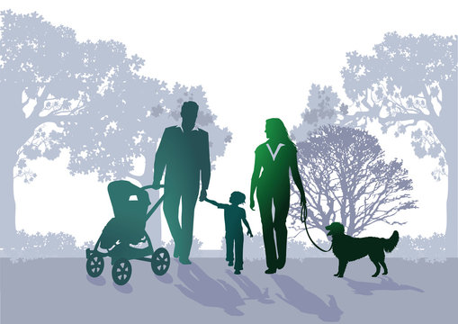 Familen Spaziergang im Park
