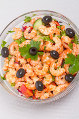 Shrimp Salad with Olives top view