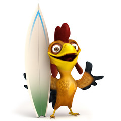 chicken with surf board
