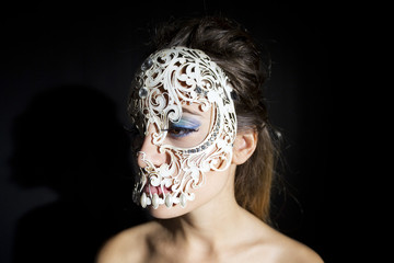 beautiful woman with skull mask