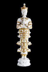 Angel Statue isolated on black background.