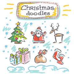 Fototapeta na wymiar Doodle christmas icons