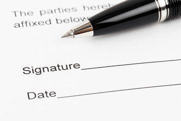 Signature field on document with pen