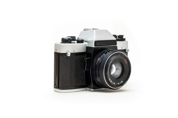 Fototapeta premium Retro photo camera isolated on a white background