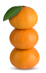 tangerines with green leaf