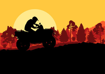 All terrain vehicle quad motorbike rider in wild nature backgrou © kstudija