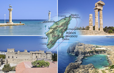 Rhodes island and Rhodes city in collage