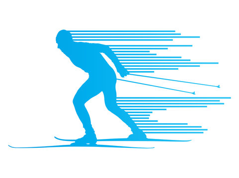 Cross Country Skiing Vector Background Concept