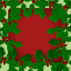 Fototapeta premium Christmas holly berry vintage holiday decoration illustration ba
